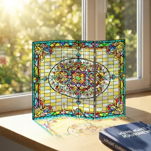 Mini paravent pliant en acrylique translucide pour la décoration de table détail.