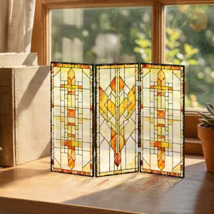 Mini paravent pliant en acrylique translucide, décoration de bureau colorée et artistique.