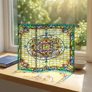 Miniature écran pliant acrylique vitrail décoration de bureau détail exquis vue