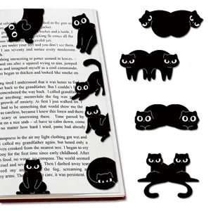 Cute black cat magnetic bookmarks for reading page clips and funny stationery gifts