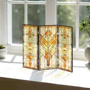Mini paravent pliant en acrylique translucide pour bureau avec motif begonia classique.