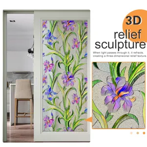 3D relief iris window film static cling glass sticker home decor decorative privacy film