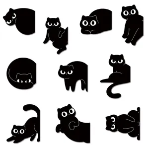 Cute black cat magnetic bookmarks, peeking side page clips for reading lovers and book lovers.
