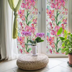 3D floral window film electrostatic glass sticker for home decor and privacy protection.