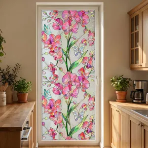 3D embossed floral window film static cling glass sticker for home decor door privacy