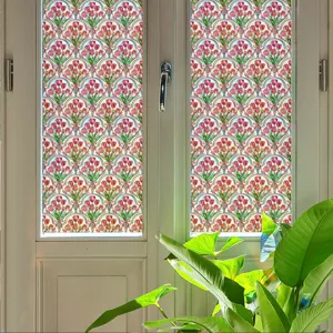 3D embossed tulip glass window film static cling decorative sticker for home window privacy and decor.
