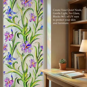 3D Decorative Window Film Floral Privacy Glass Sticker UV Blocking for Home Decor