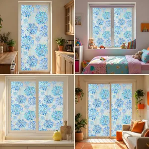 3D floral embossed static window film privacy glass sticker for home decor glass door application