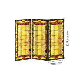 Mini paravent pliant en acrylique translucide avec motif bégonia pour déco de bureau.