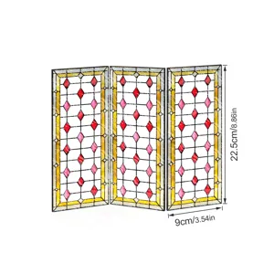 Miniature paravent pliable en acrylique translucide pour décoration de table 22.5x9cm