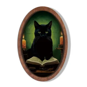 Halloween Black Cat Wooden Photo Frame Retro 3D Hanging Sign Wall Sticker Festival Home Decor Party Supplies