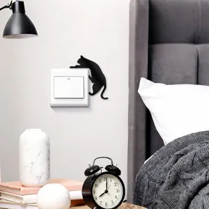 Acrylic cat wall sticker for light switch, cute black animal decal for home decor and room decoration