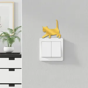 Acrylic mirror cat switch sticker, creative wall decor for home bedroom living room.