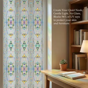 3D embossed stained glass window film static cling privacy decorative sticker for home