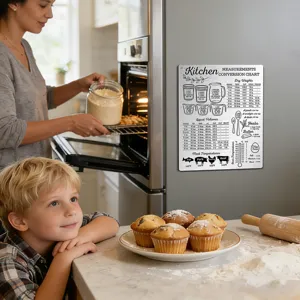 Kitchen measurement conversion chart metal magnet for cooking and baking food prep