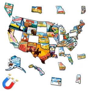 USA map magnetic puzzle fridge magnets set, American state travel souvenir educational toy for kids.