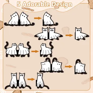 Cute ghost cat magnetic bookmark set, creative page marker for reading and office use