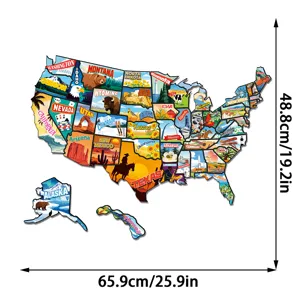 USA magnetic map fridge magnet, 50 states travel puzzle souvenir home decoration stickers.