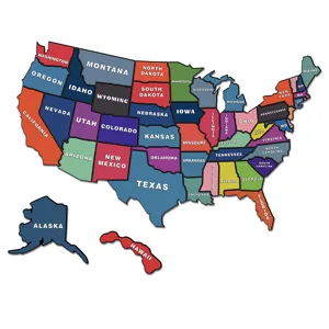 US map magnetic fridge magnet puzzle set with state names, perfect for travel and education.