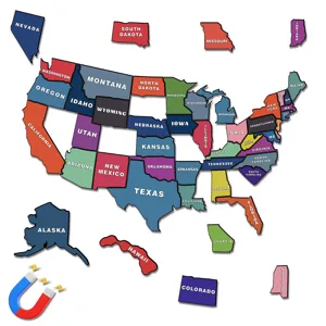 US State Map Fridge Magnet Educational Puzzle Magnetic Sticker Set Home Decor Travel Souvenir
