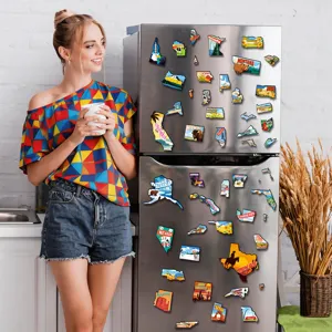 US state magnetic fridge magnets set, American travel map decorative magnets for home.