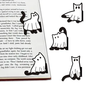Cute ghost cat magnetic bookmarks black and white cute reading page clips for book lovers