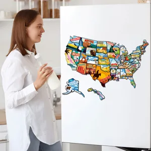 USA Map Fridge Magnet US States Cultural Travel Puzzle Magnetic Sticker Decorative Board