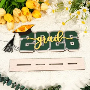 Decorazione per tavolo in legno di laurea 2026 centrotavola per festa con cappello