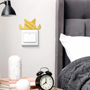 Acrylic mirror wall switch sticker funny cat design home decor accessory for bedroom