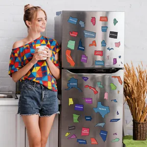 US state map magnetic refrigerator stickers, colorful geography learning magnets for home kitchen decor