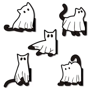 Cute Ghost Cat Magnetic Bookmark Set Black White Cute Page Markers Reading Gifts