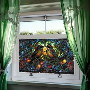 3D Buntglas Fensterfolie Sichtschutz Fenstersufkleber dekorative Heimdekoration neu.