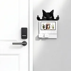 Black acrylic cat switch wall sticker humorous home decor for living room bedroom door