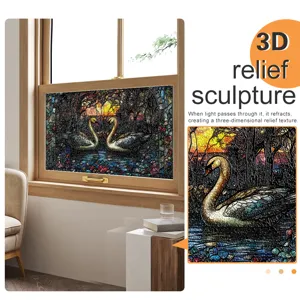 3D Glasdekorfolie Fensterbild Schwanenmuster statische Sichtschutzfolie für Heimdekoration