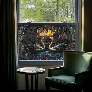 3D Fensterfolie Sichtschutz Glasfolie Schwan Design selbstklebende Deko für Zuhause.