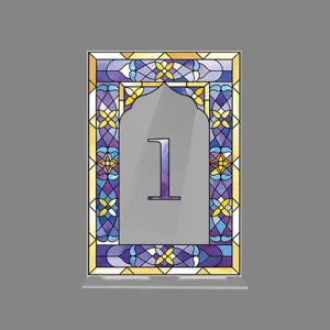 Acrylic wedding table number sign stained glass style party table decoration number 1 display stand
