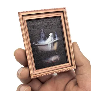 Cadre photo vintage Halloween magnet frigo, adorable fantôme baignoire aimant bois déco.
