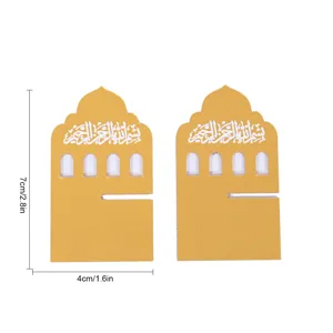 Gold acrylic Islamic date holder stand desk decoration arch shape 7cm 2 pieces set