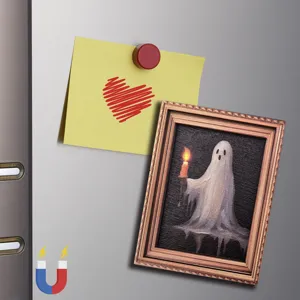 Magnet de réfrigérateur cadre photo vintage d'Halloween avec œuvre d'art de fantôme effrayant