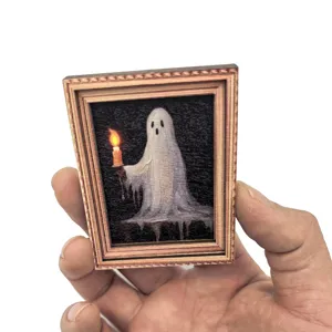 Halloween vintage fantome cadre photo aimant pour frigo effrayant decoration en bois