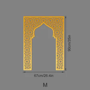 Gold acrylic mihrab wall sticker size M, featuring intricate Islamic geometric arch design.