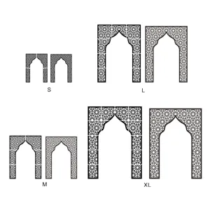 Islamic geometric arch mirror wall sticker Middle Eastern Mihrab acrylic decor detail view