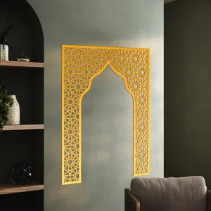 Gold acrylic mirror wall sticker Middle Eastern style Mihrab arch niche home decor item