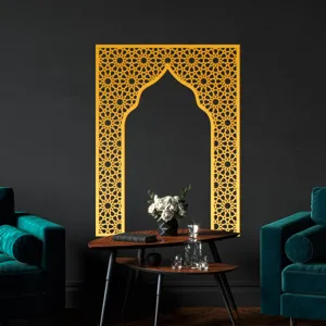 Gold Arabic Arch Wall Sticker Acrylic Mirror Mihrab Decal Islamic Home Decor Art