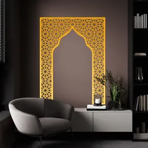 Gold acrylic mirror wall sticker Middle Eastern style Mihrab niche geometric decor detail