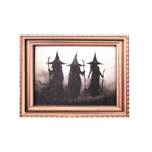 Halloween vintage cadre photo aimant de frigo, art décoratif magnétique en bois pour la maison.