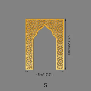 Golden Arabic Mihrab Acrylic Wall Sticker Islamic Geometric Arch Mirror Decor Size S