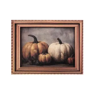 Aimant de réfrigérateur en bois vintage avec un design de peinture de citrouille d'automne.
