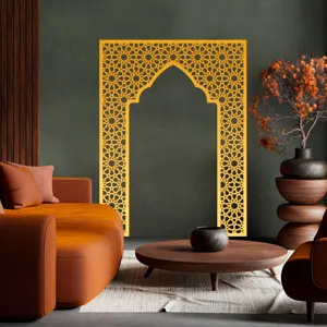 Middle Eastern style golden acrylic mirror wall sticker, geometric Mihrab arch wall decor.