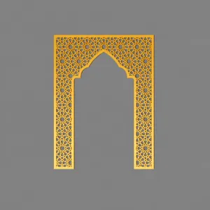 Gold acrylic mirror Islamic arch wall sticker size detail, 90x120cm geometric design.
